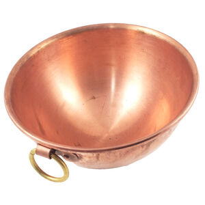 Mauviel France Copper 8” Mixing Bowl Brass Ring & Rolled Rim Vintage